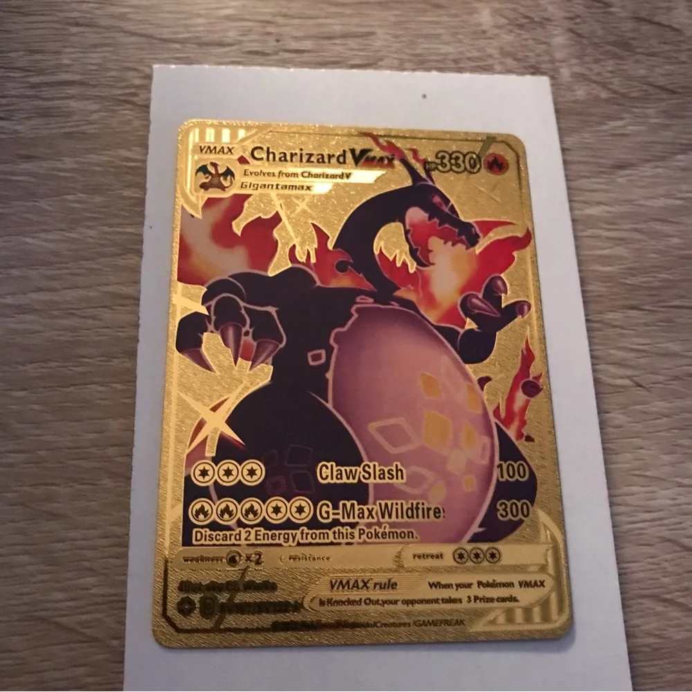 charizard vmax pokemon card gold LIUHYLG Charizard VMAX Metal Card - Collector's Rare Shiny Rainbow Gold Card main image 0